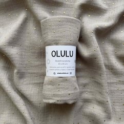 Olulu Mušelínová plenka béžová se zlatými tečkami Olulu Mušelínová plenka béžová se zlatými tečkami