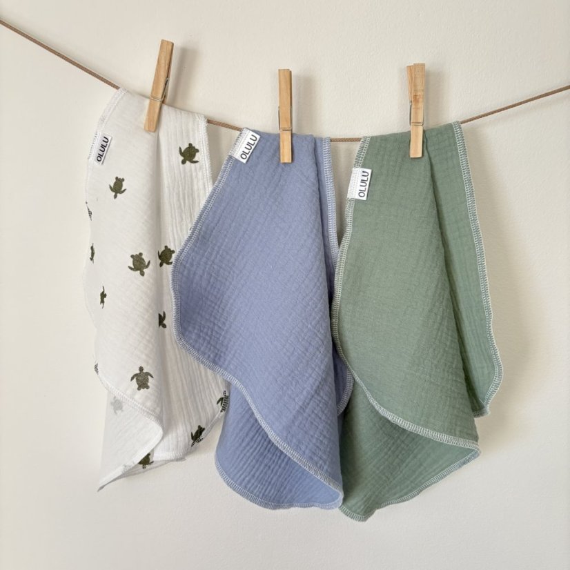 Olulu Sada mini plenek zelená, modrá, želvičky