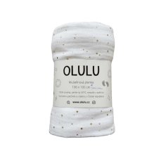 Zavinovací mušelínová plenka bílá se zlatými tečkami (šmouha na látce)