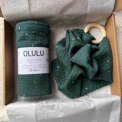 Mini set tmavě zelená se zlatými proužky