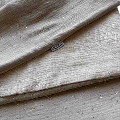 Olulu Mušelínová zateplená dečka béžová se zlatými tečkami + béžová