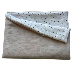 Olulu Mušelínová zateplená dečka bílá s černými puntíky + béžová Olulu Mušelínová zateplená dečka bílá s černými puntíky + béžová