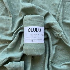 Olulu Mušelínová plenka mentolová se zlatými tečkami