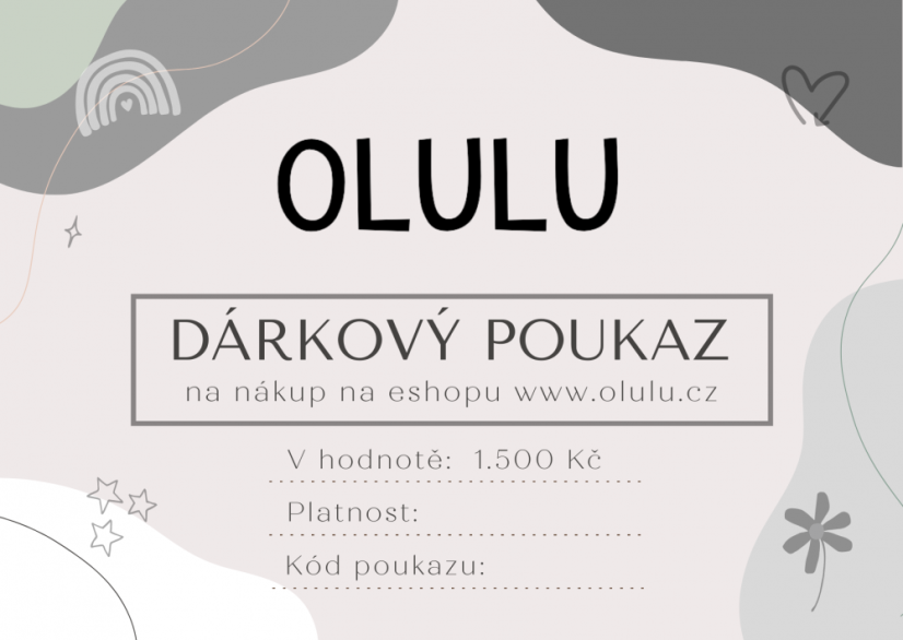 Dárkový poukaz tištěný - Cena poukazu: 1.500 Kč