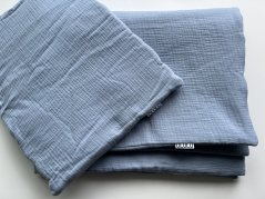 Set mušelínová zateplená dečka + mušelínový polštářek modrá