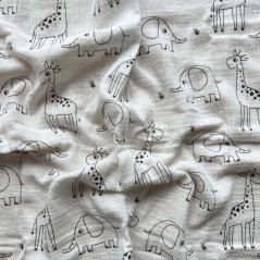 Olulu Mušelínová plenka bílé žirafky a sloni