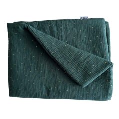 Olulu Mušelínová zateplená dečka tmavě zelená se zlatými proužky