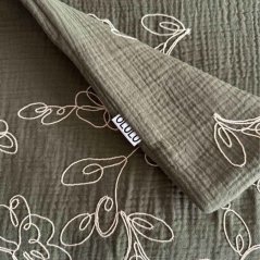 Olulu Mušelínová zateplená dečka khaki vyšívané květy