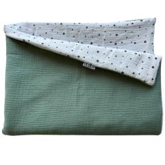 Olulu Mušelínová zateplená dečka bílá s černými puntíky + zelená