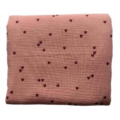 Olulu Mušelínová zateplená dečka růžová s červenými srdíčky Olulu Mušelínová zateplená dečka růžová s červenými srdíčky