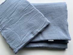 Set mušelínová zateplená dečka + mušelínový polštářek modrá