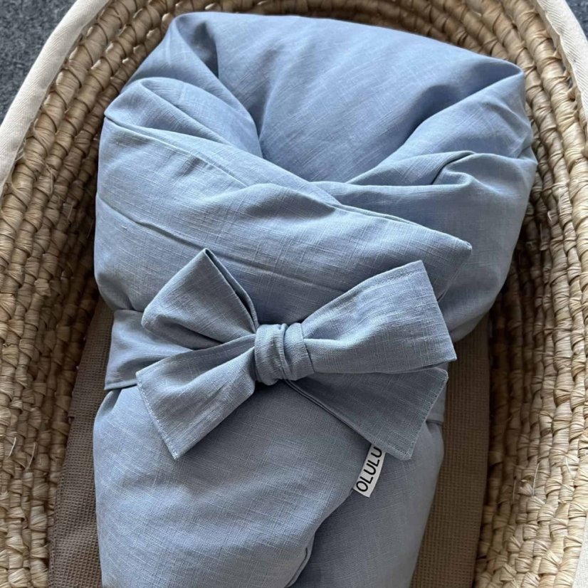 Olulu Péřová zavinovačka 80x80 světle modrý len