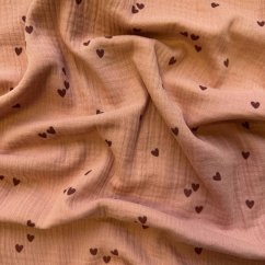 Olulu Mušelínová plenka růžová s červenými srdíčky