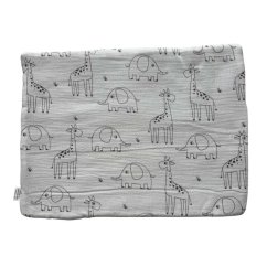 Olulu Mušelínový polštářek tenký bílé žirafky a sloni