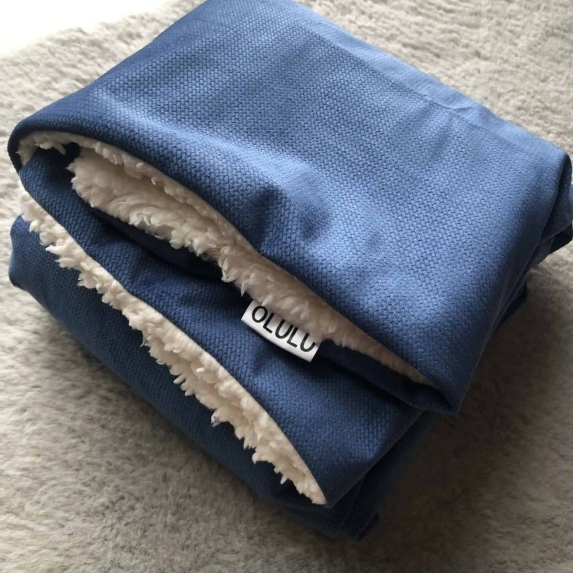 Olulu Beránková dečka velvet tmavě modrá