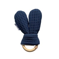 Dárkový set s podložkou - klasická plenka džínově modrá a zářivě zelená, tmavě modré kousátko, přebalovací podložka šedá