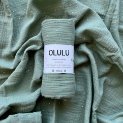 Olulu Mušelínová plenka mentolová se zlatými tečkami Olulu Mušelínová plenka mentolová se zlatými tečkami