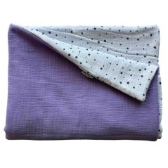 Olulu Mušelínová zateplená dečka bílá s černými puntíky + fialová