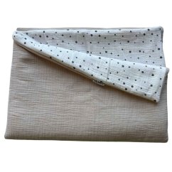 Olulu Mušelínová zateplená dečka bílá s černými puntíky + béžová