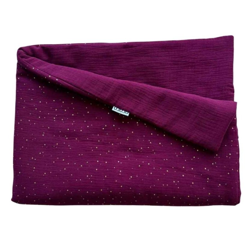 Olulu Mušelínová zateplená dečka vínová se zlatými tečkami + vínová