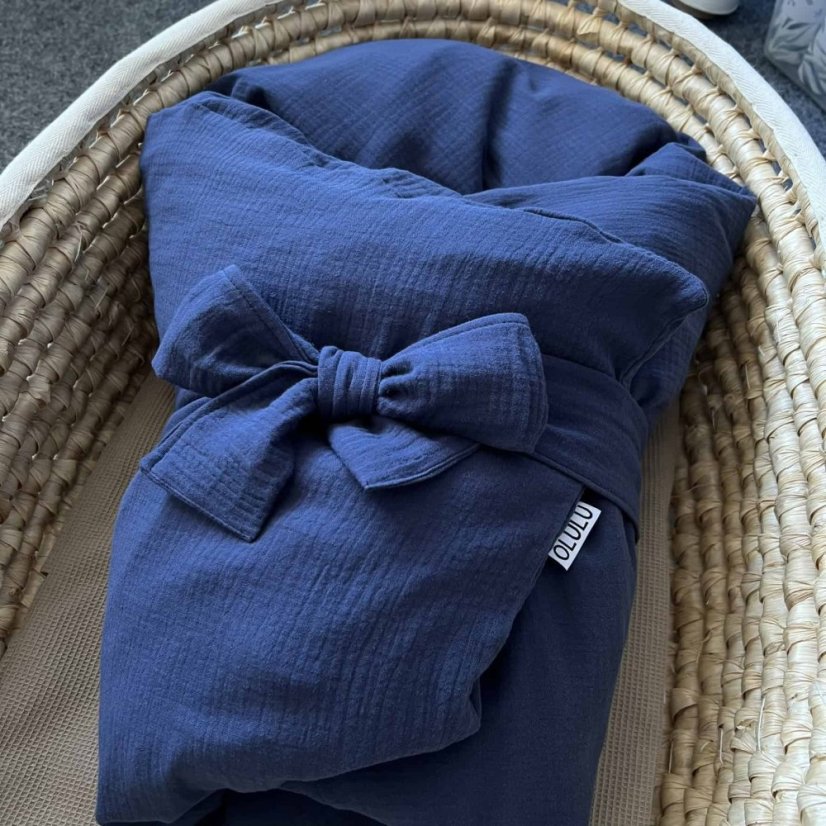 Olulu Péřová zavinovačka 80x80 tmavě modrý mušelín