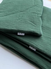 Olulu Set mušelínová zateplená dečka + mušelínový polštářek tmavě zelená