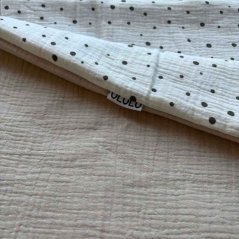 Olulu Mušelínová zateplená dečka bílá s černými puntíky + béžová Olulu Mušelínová zateplená dečka bílá s černými puntíky + béžová