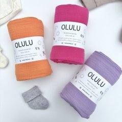 Olulu Akční set - zavinovací plenka zářivě oranžová, zářivě růžová, lila Olulu Akční set - zavinovací plenka zářivě oranžová, zářivě růžová, lila