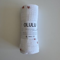 Olulu Mušelínová plenka bílá s červenými srdíčky 65x65 (šmouha)