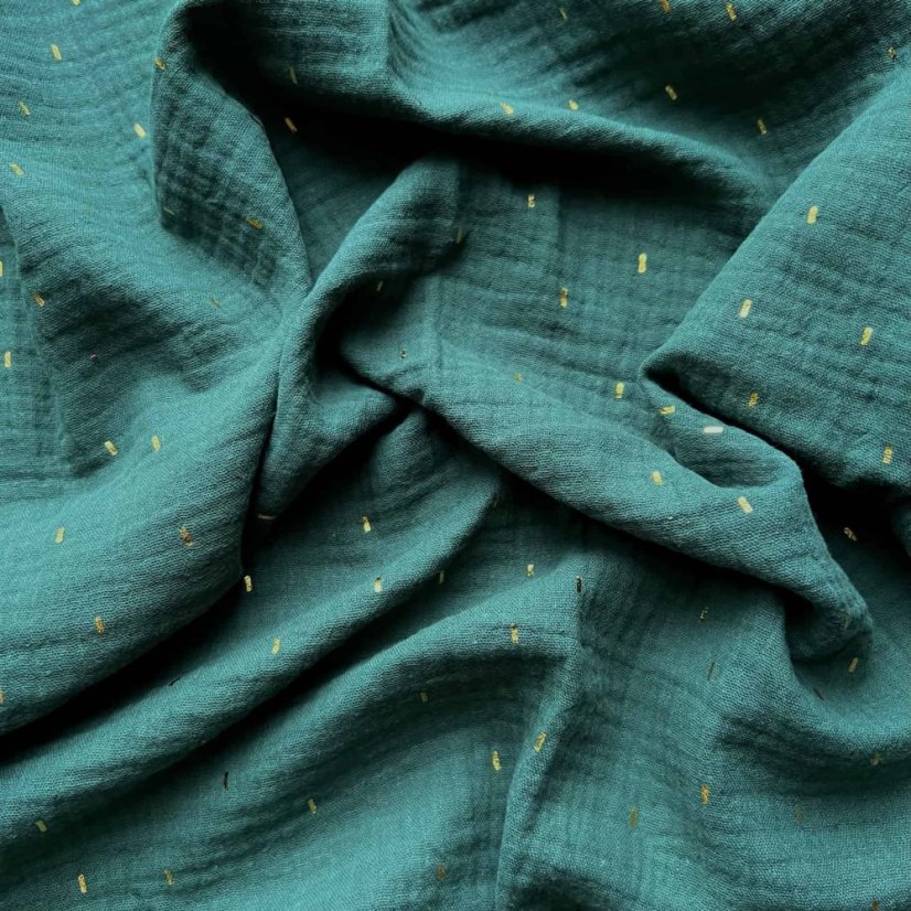 Olulu Mušelínová plenka tmavě zelená se zlatými proužky