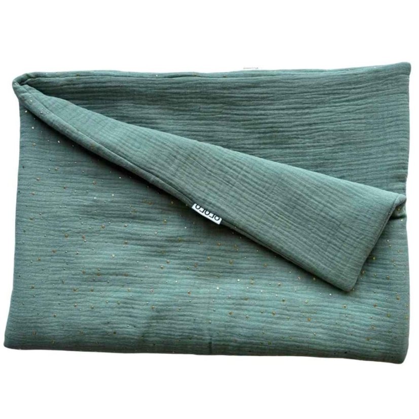 Olulu Mušelínová zateplená dečka mentolová se zlatými tečkami + zelená