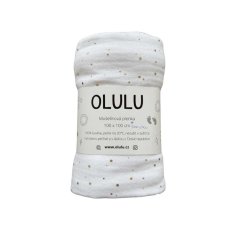 Zavinovací mušelínová plenka bílá se zlatými tečkami (šmouha na látce)