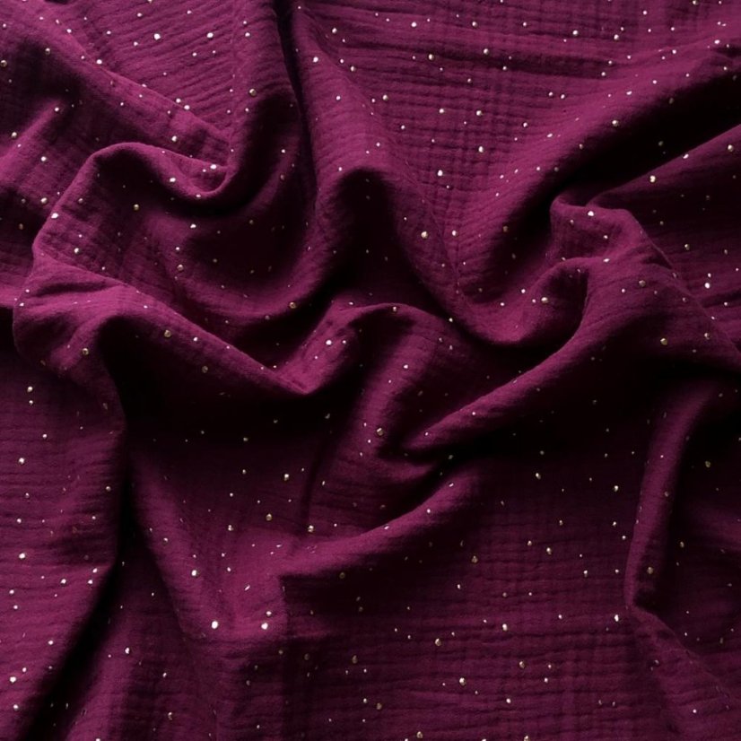 Akční set 3 plenek - vínová a okrová se zlatými tečkami a zelená se zlatými proužky