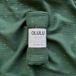 Olulu Mušelínová plenka tmavě zelená se zlatými proužky