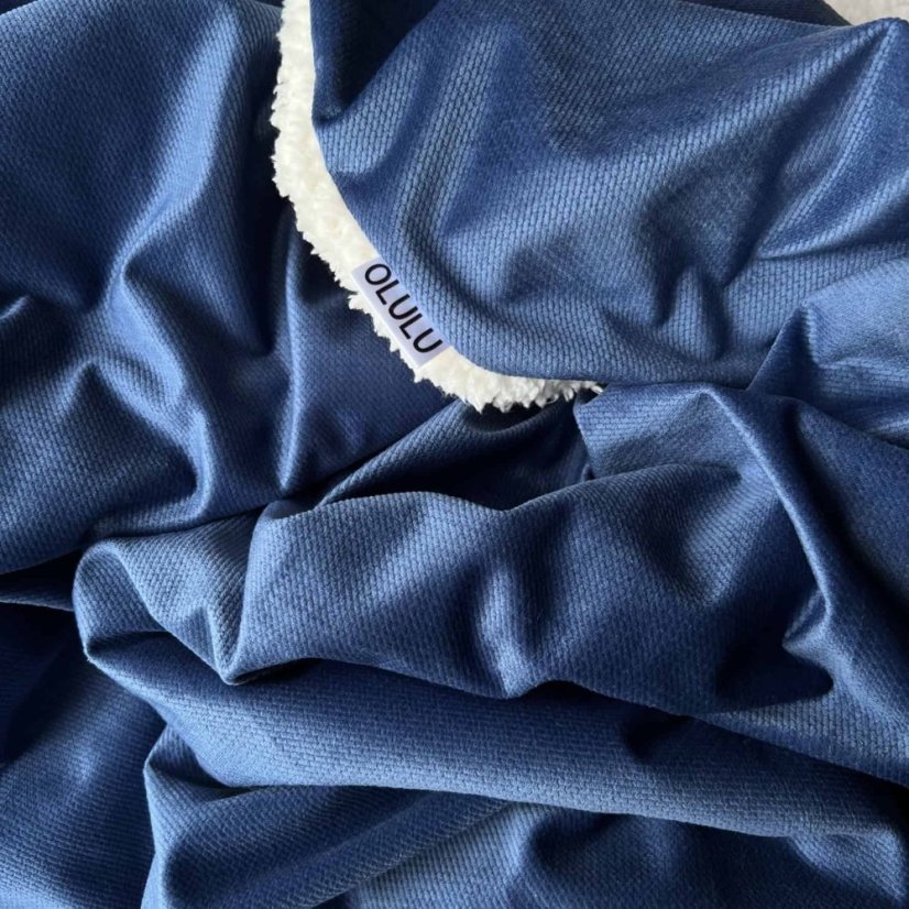 Olulu Beránková dečka velvet tmavě modrá