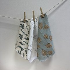 Olulu Sada mini plenek bílé žirafky a sloni, eukalyptus, monstery