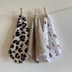 Olulu Sada mini plenek béžová se zlatými tečkami, leopard, lesní zvířátka