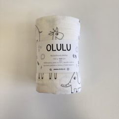 Olulu Zavinovací mušelínová plenka bílé žirafky a sloni 100x120cm