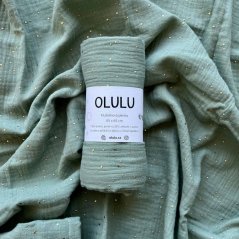 Olulu Mušelínová plenka mentolová se zlatými tečkami