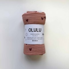 Olulu Mušelínová plenka růžová s červenými srdíčky