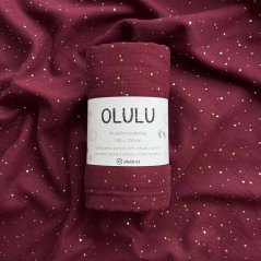 Olulu Mušelínová plenka vínová se zlatými tečkami Olulu Mušelínová plenka vínová se zlatými tečkami