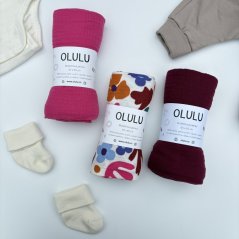 Akční set 3 plenek - zářivě růžová, barevné květy, vínová