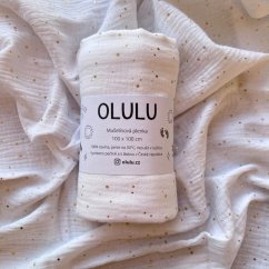 Olulu Mušelínová plenka bílá se zlatými tečkami Olulu Mušelínová plenka bílá se zlatými tečkami
