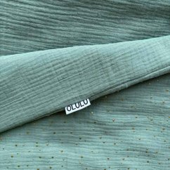 Olulu Mušelínová zateplená dečka mentolová se zlatými tečkami + zelená Olulu Mušelínová zateplená dečka mentolová se zlatými tečkami + zelená