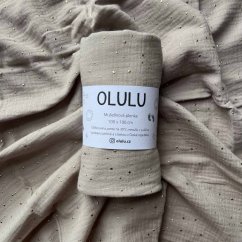 Olulu Mušelínová plenka béžová se zlatými tečkami