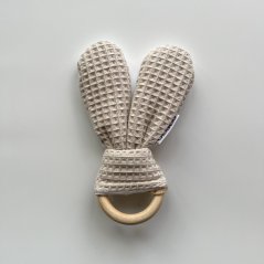 Medium set bílá a béžová se zlatými tečkami, béžové kousátko