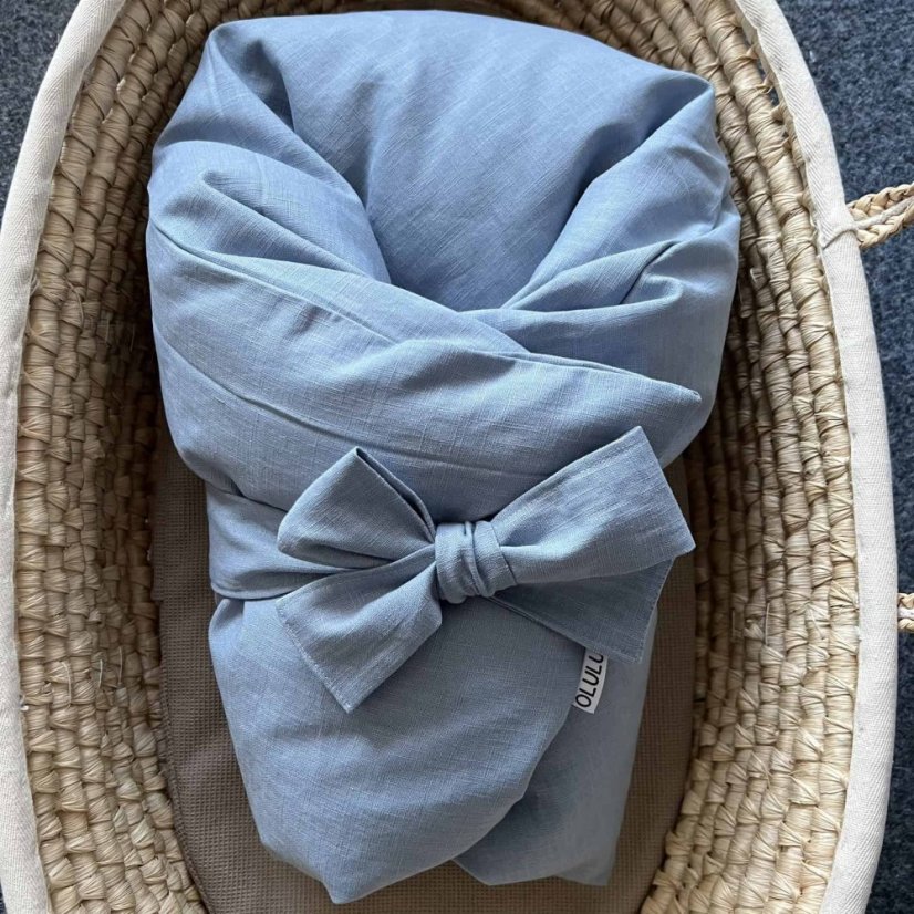 Olulu Péřová zavinovačka 80x80 světle modrý len