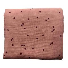 Olulu Mušelínová zateplená dečka růžová s červenými srdíčky Olulu Mušelínová zateplená dečka růžová s červenými srdíčky