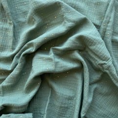 Olulu Mušelínová plenka mentolová se zlatými tečkami Olulu Mušelínová plenka mentolová se zlatými tečkami