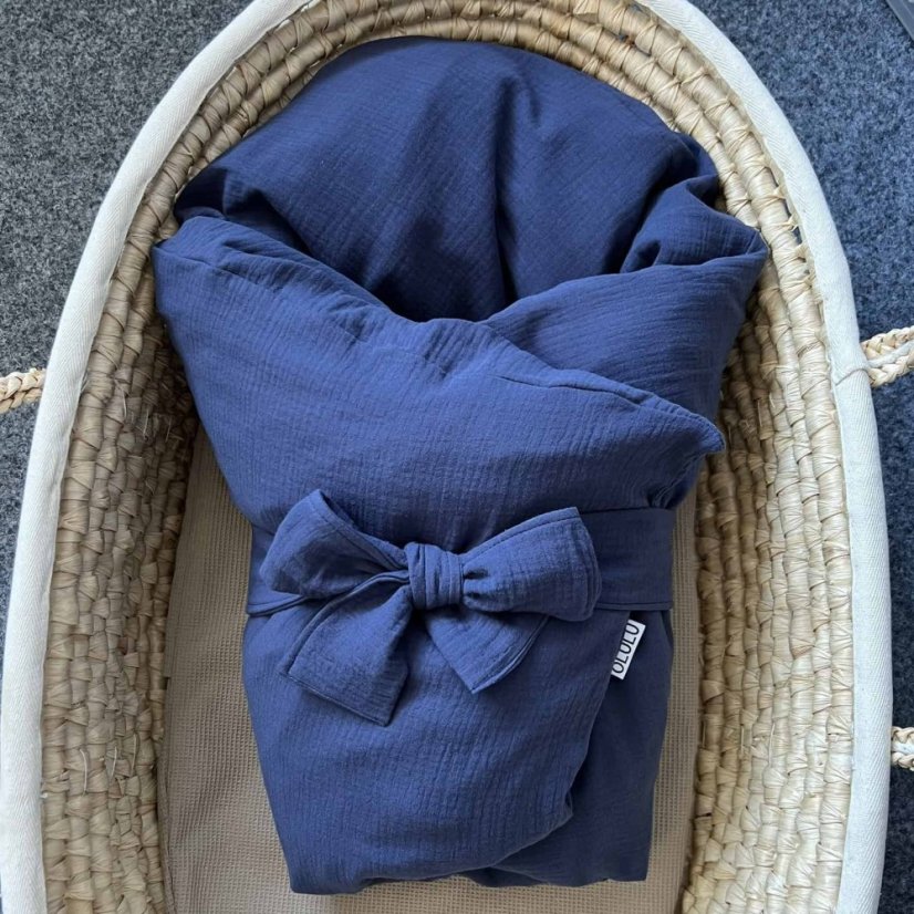 Olulu Péřová zavinovačka 80x80 tmavě modrý mušelín